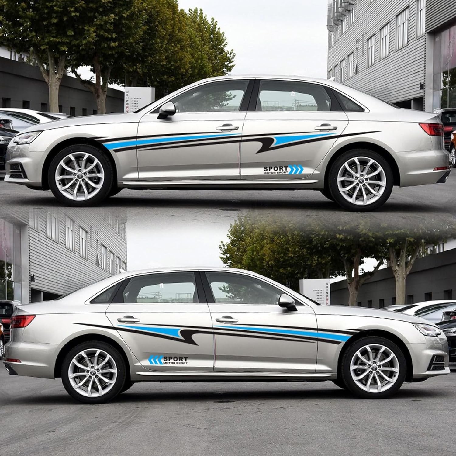 2 Pcs Car Side Sticker Long Stripe Graphic Auto Body Racing Sports Decals,Univer