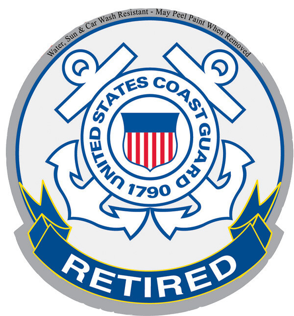 3"X4" VINYL PRESS AND STICK WEATHER RESISTANT USCG RETIRED DECAL