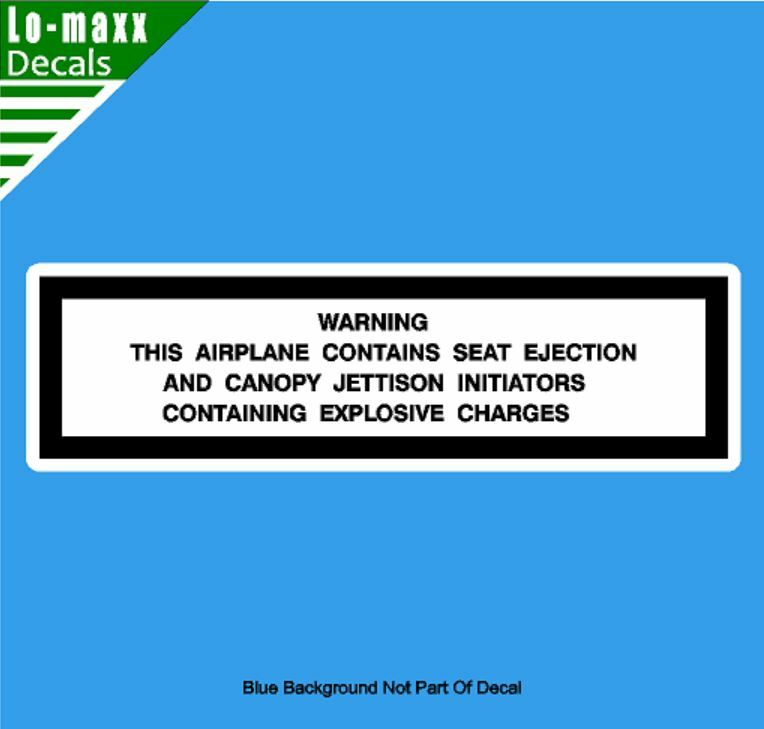 Warning This Airplane Contains Seat Ejection Military Jet Printed Vinyl Sticker