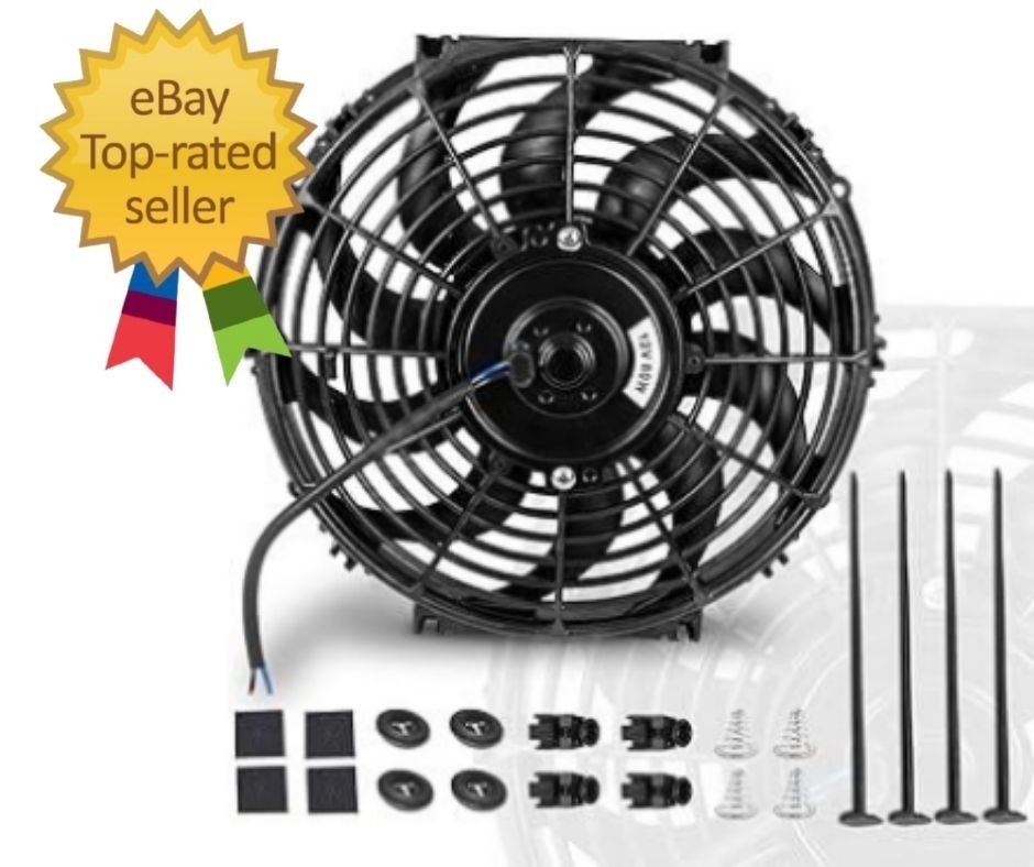 12 Inch 12” Black Universal Electric Radiator Slim Fan 12V 80W High Performance