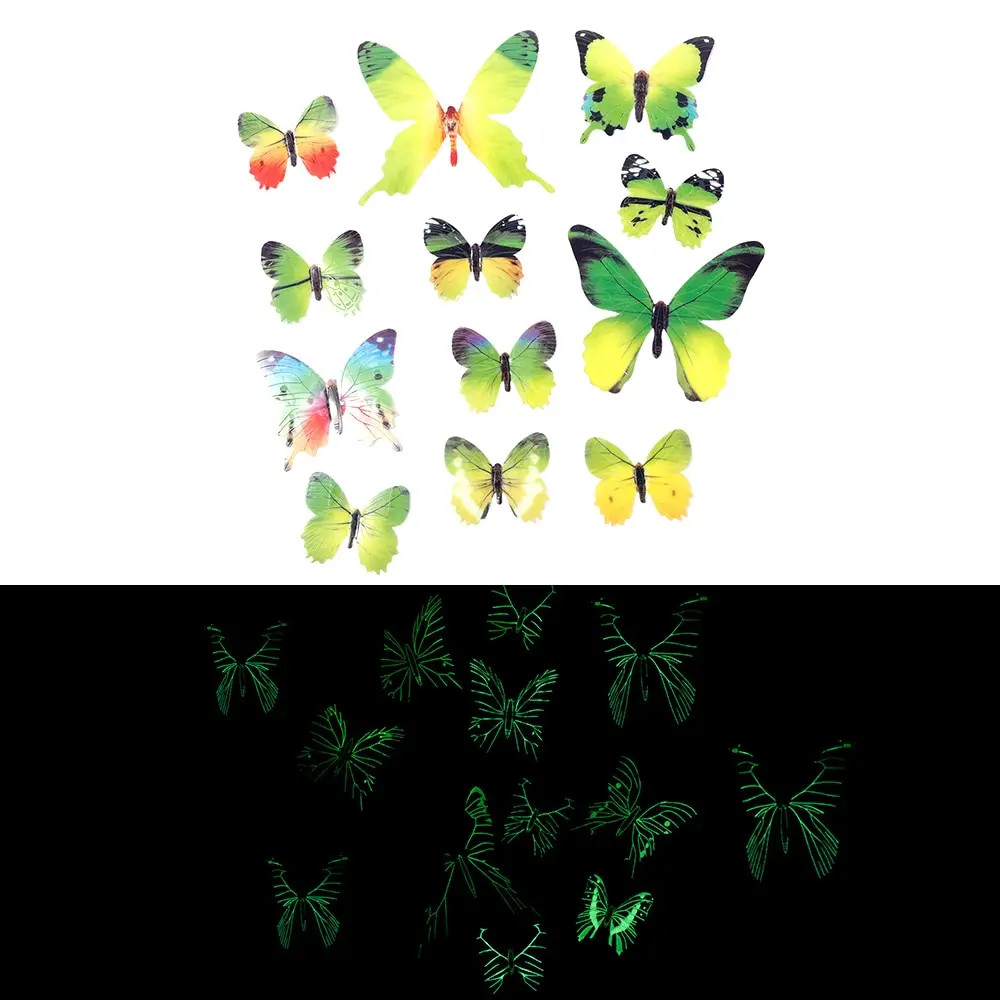 Butterfly Wall Stickers 12/24pcs 3d Luminous for Home Kids Bedroom Living Room