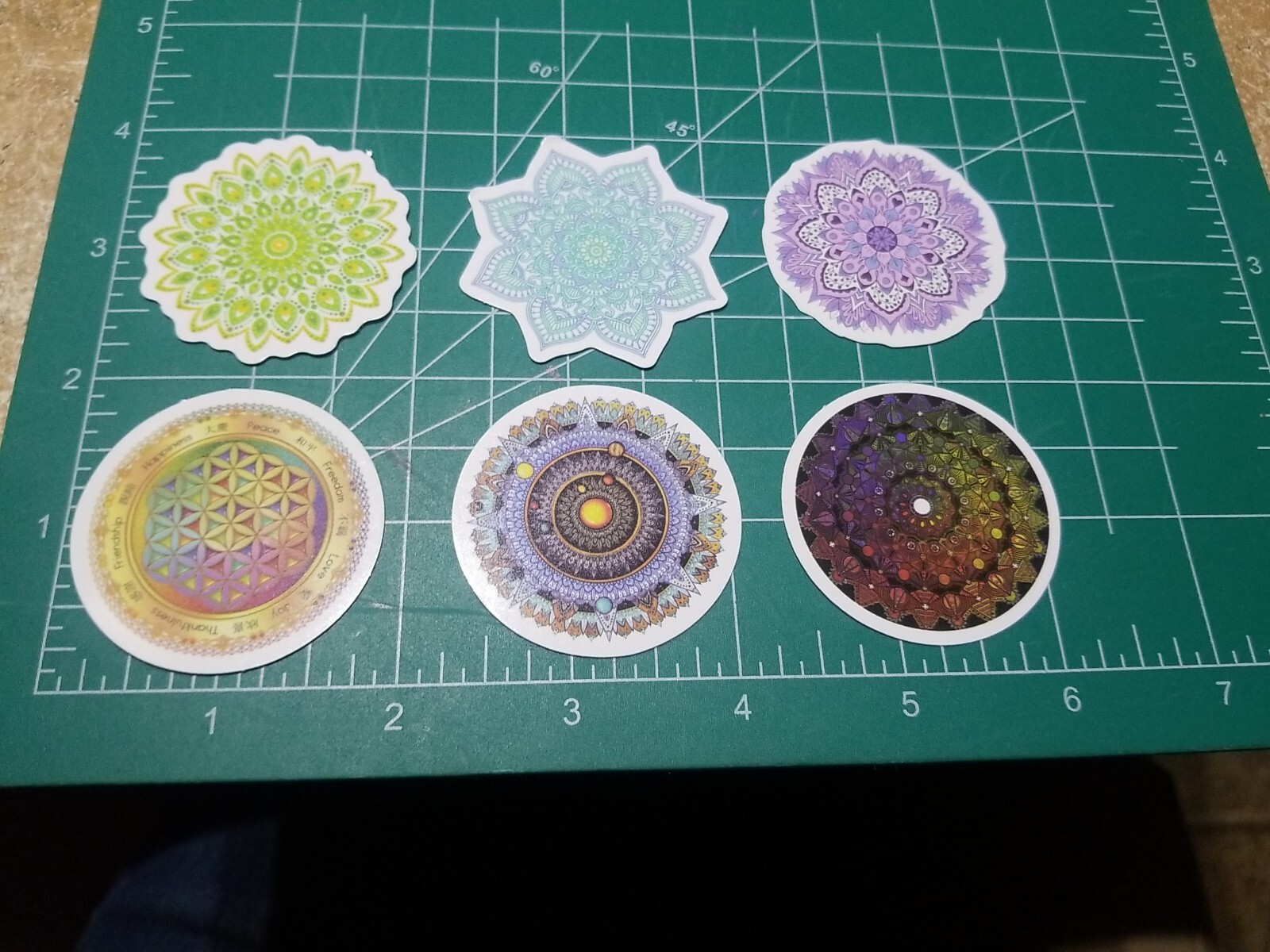 Set Of 6 Mandala Vinyl Decal Stickers Waterproof. 1 3/4" Round. Lot 4