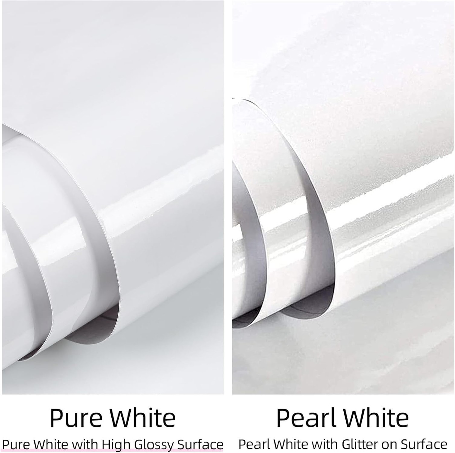 TANONE Glossy White Contact Paper for Countertops, 17.7" X 196" White Peel an…