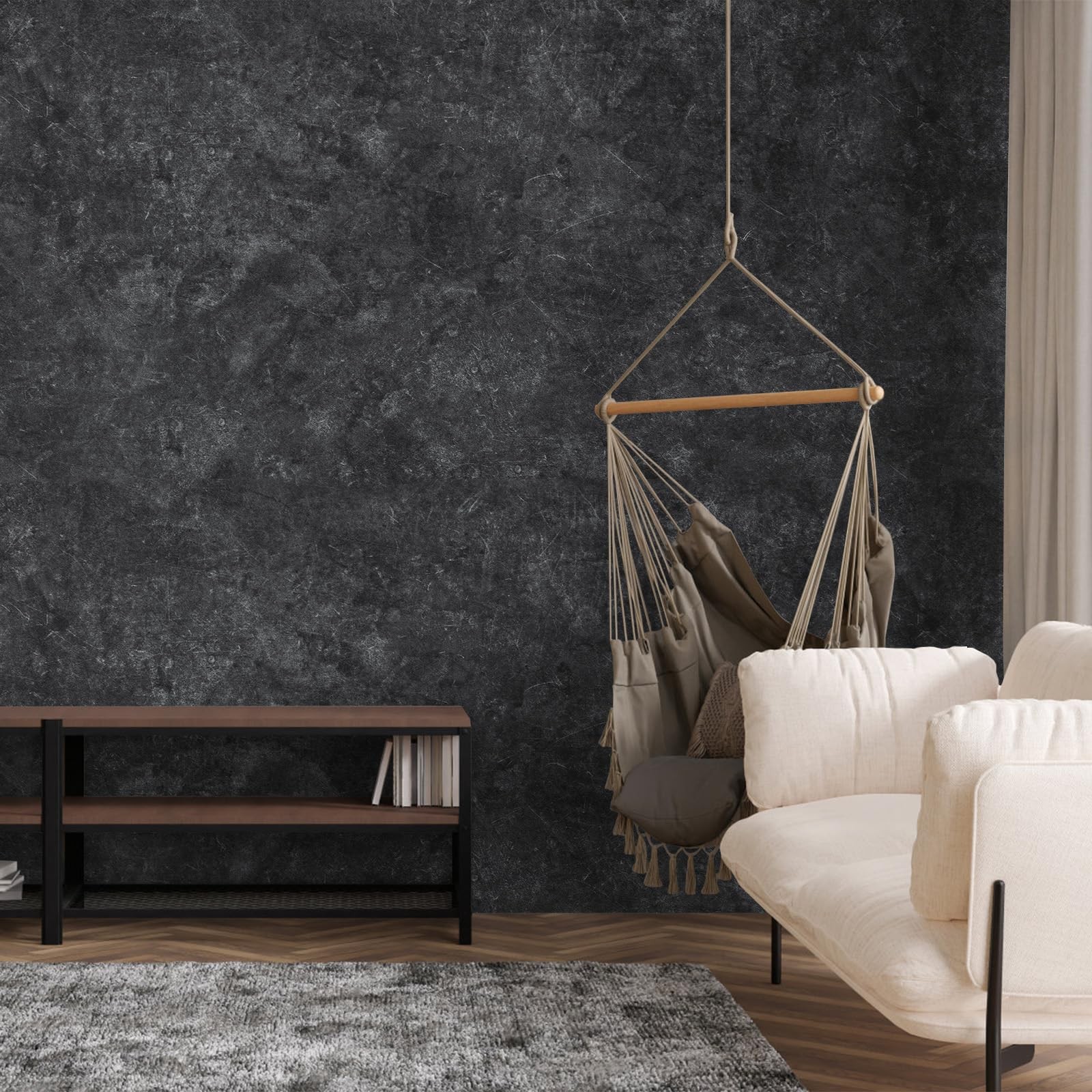 15.7" x 393.7" Concrete Wallpaper Peel and Stick – Grey Wall for Bedroom – …