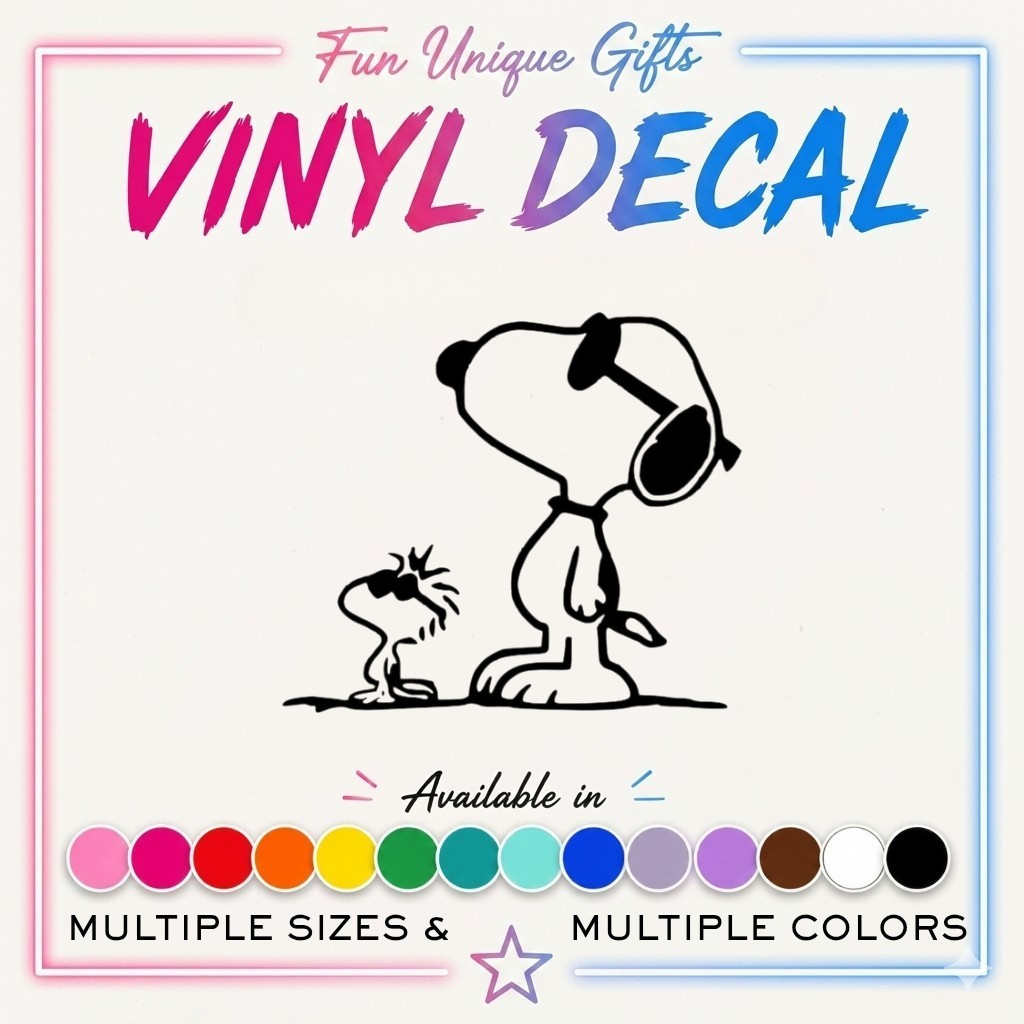 Snoopy & Woodstock Vinyl Decal Sticker -Multiple Colors & Sizes- FREE SHIPPING