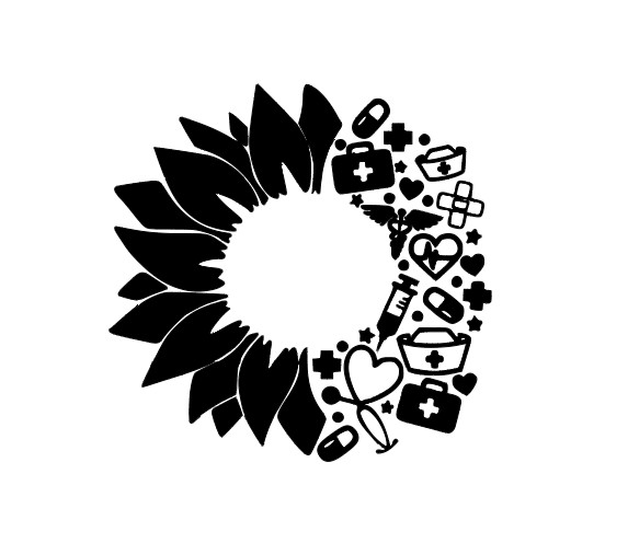 Nurse Sunflower Vinyl Decal Sticker -Multiple Colors & Sizes- FREE SHIPPING