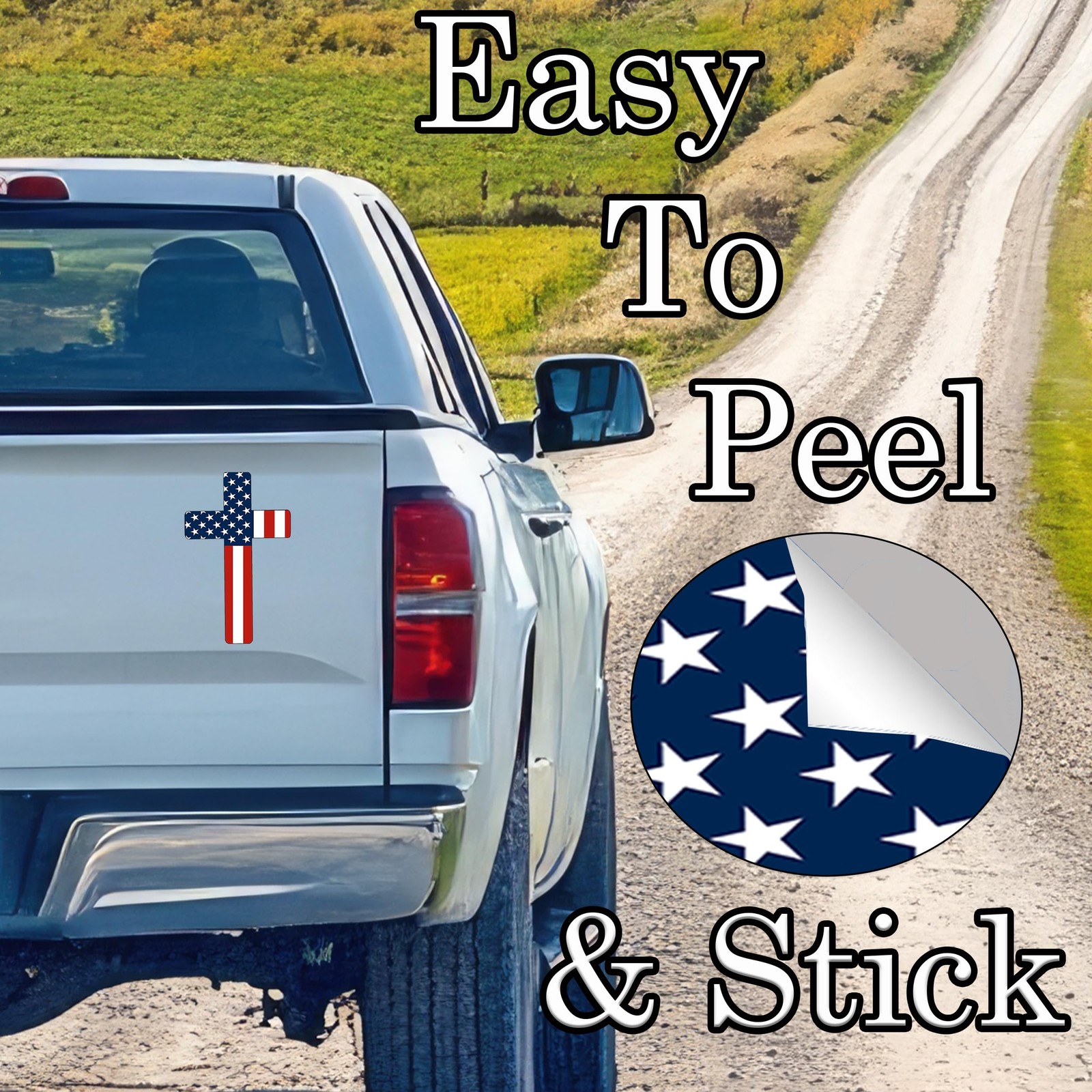 Large Flag Cross US United States of America USA Car Truck Window Decal Stick…