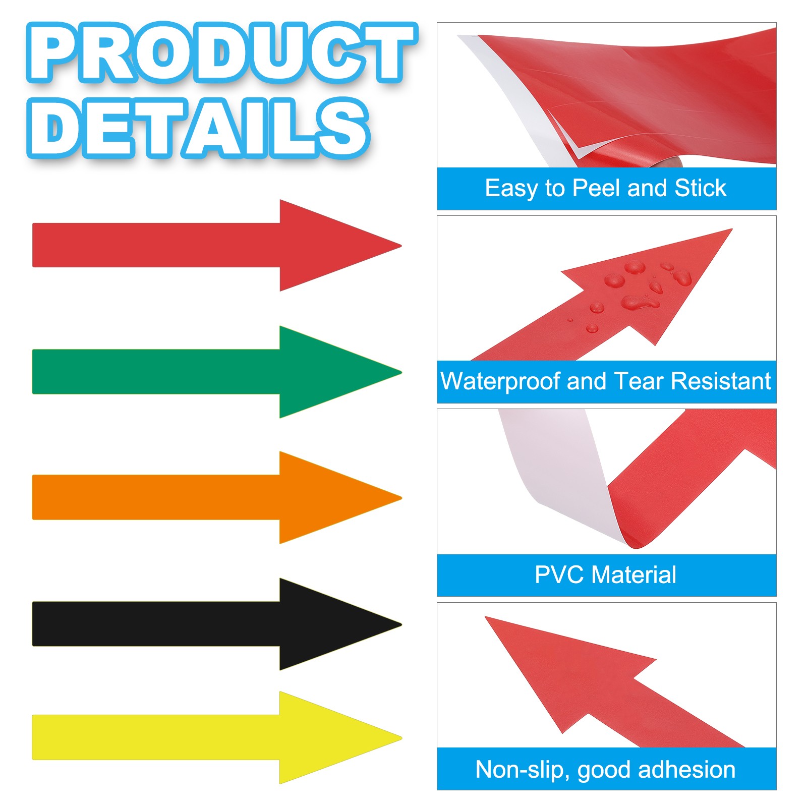 Arrow stickers 10x4cm, 24pcs for floor indications, yellow