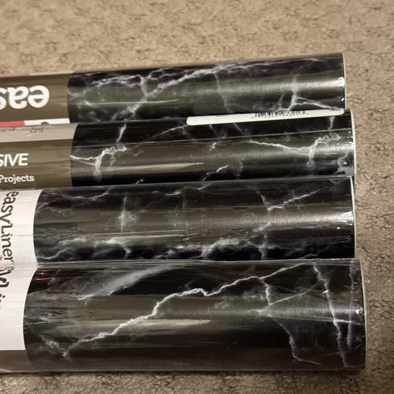4 Rolls NEW DUCK EasyLiner Removable Adhesive Shelf Liner 20" x 15' Black Marble
