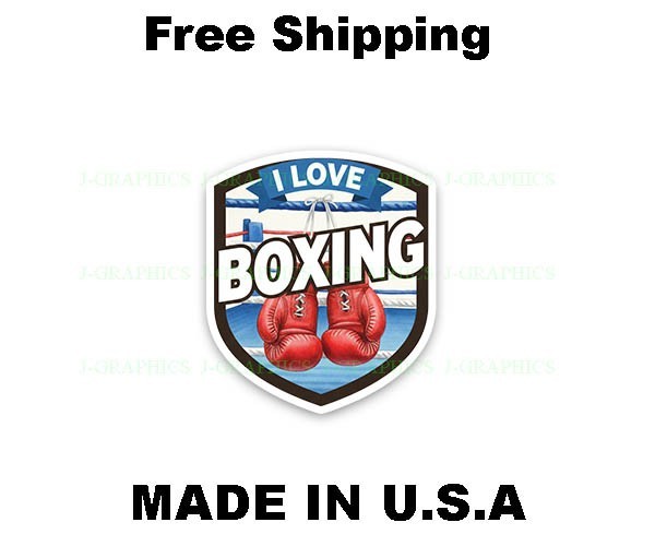 I Love Boxing Vinyl Decal Sticker Gloves Ring Sport A