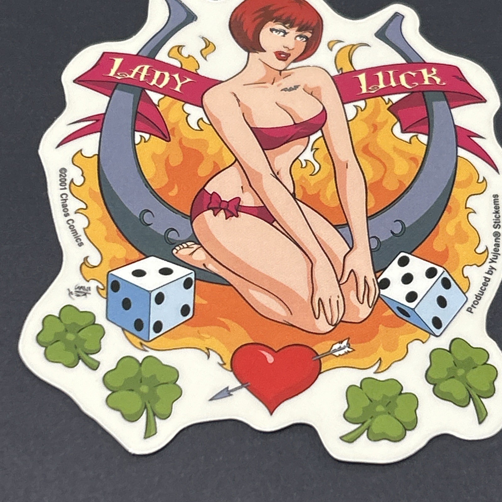 3 Yujean Lady Luck Horseshoe Pinup, Man’s Ruin, Surfer Bikini Girl Sticker New
