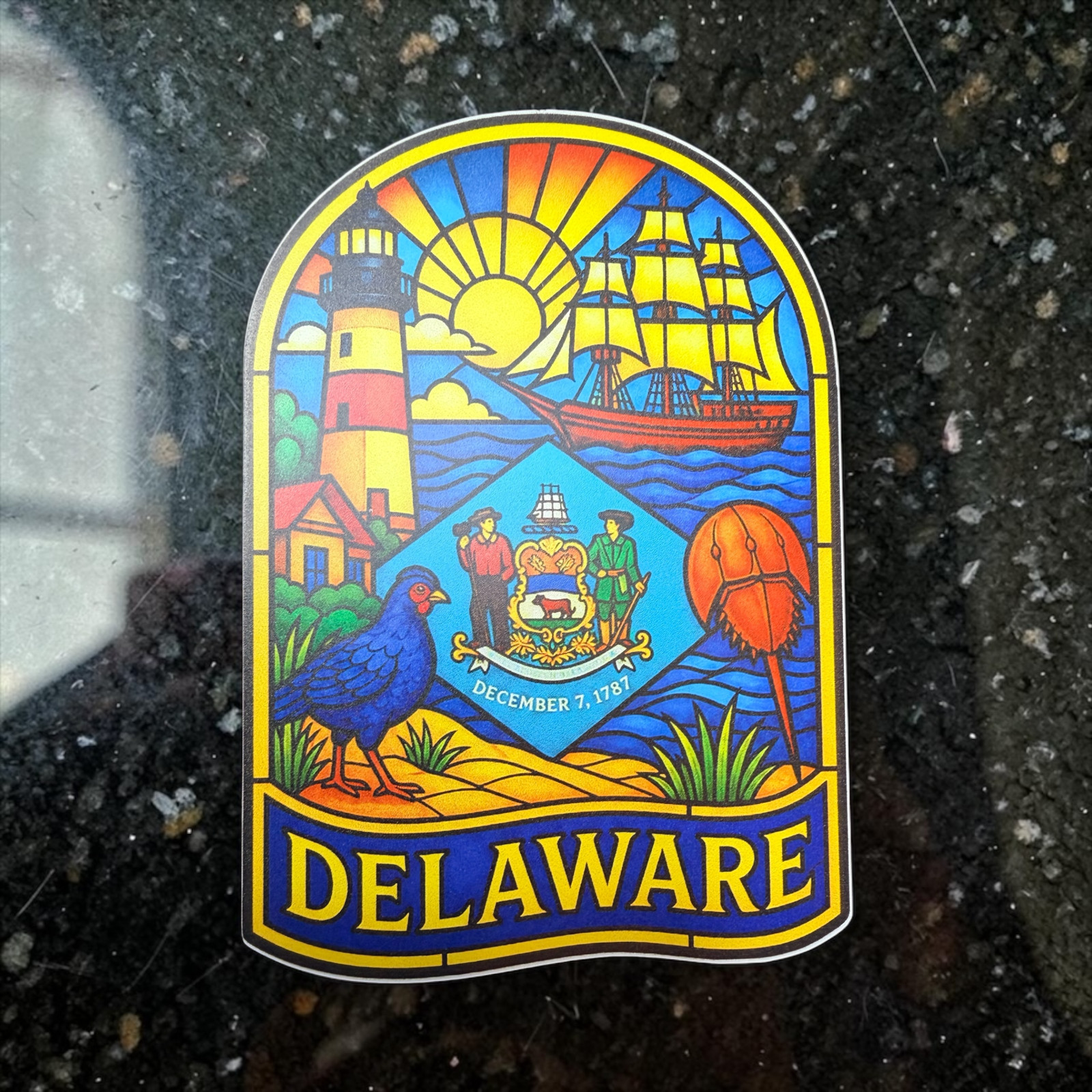 Delaware Sticker Vintage Travel Decal Vacation Souvenir DE Vinyl Laptop Bumper