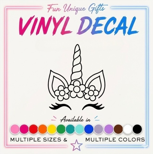 floral unicorn face Vinyl Decal Sticker -Multiple Colors & Sizes- SHIPS FREE!