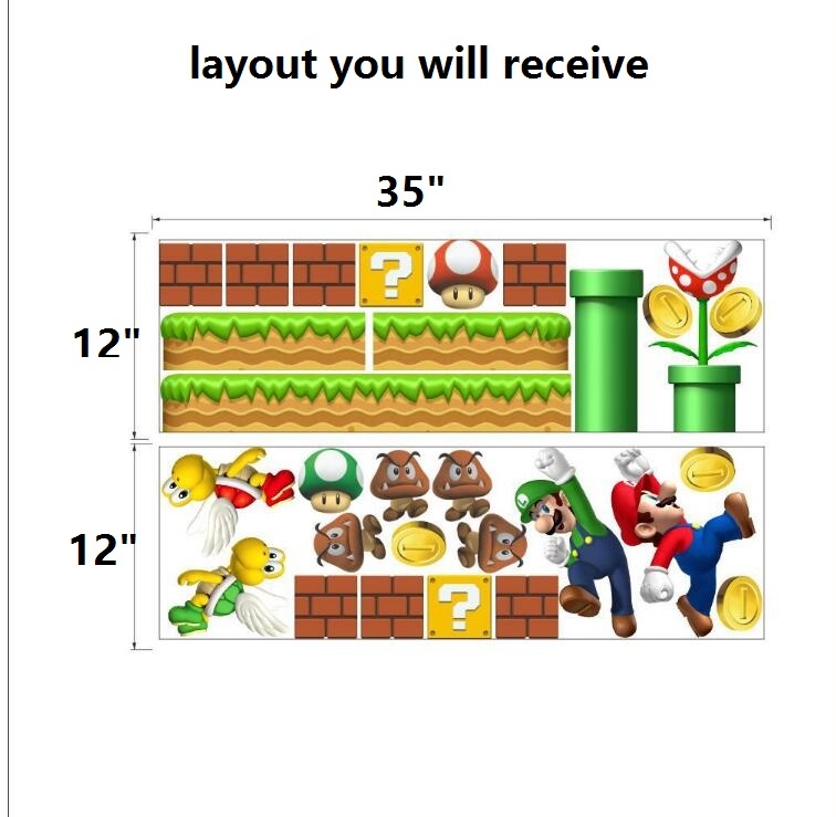 NEW Super Mario Bros Removable Wall Stickers Decal Kids Home Decor ship from U.S