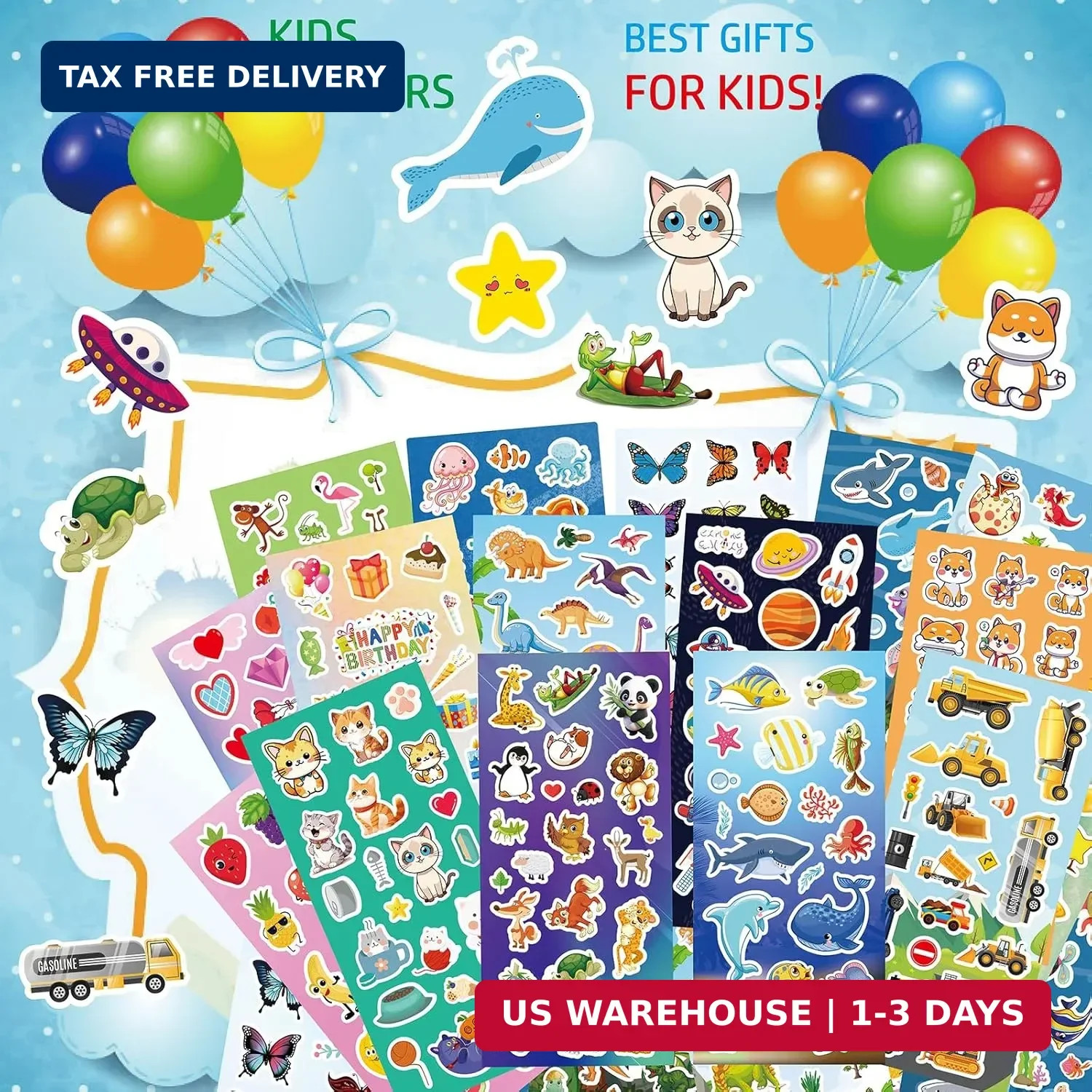 Kid Stickers Bulk – 36 Kid Sticker Sheets, 800+ Pieces Cartoon Animal Waterproof