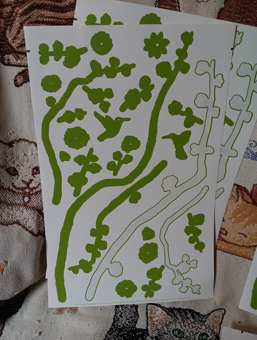 IKEA SLATTHULT Wall Decals Japanese Branches Birds Green Stickers 2007 Rare Art