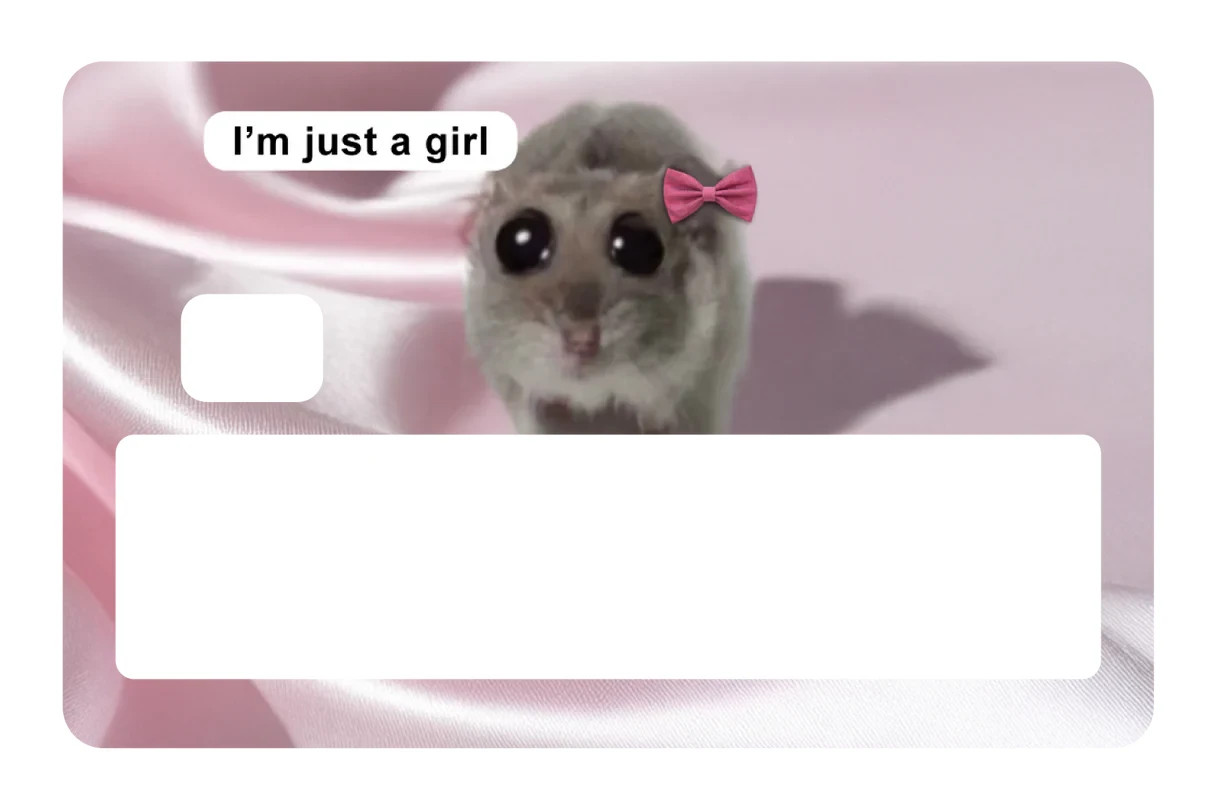 I'm Just a Girl Card Skin 4 Pack Hamster Meme Funny Viral Pink Coquette Aestheti