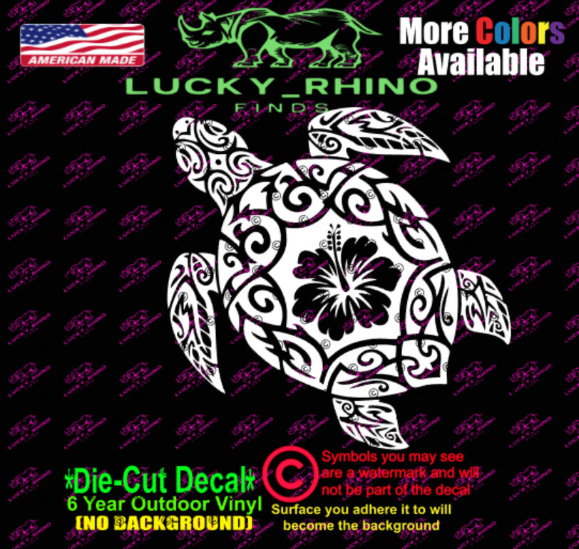 Hibiscus Flower Hawaiian Sea Turtle Tribal Car Window Vinyl Decal Sticker