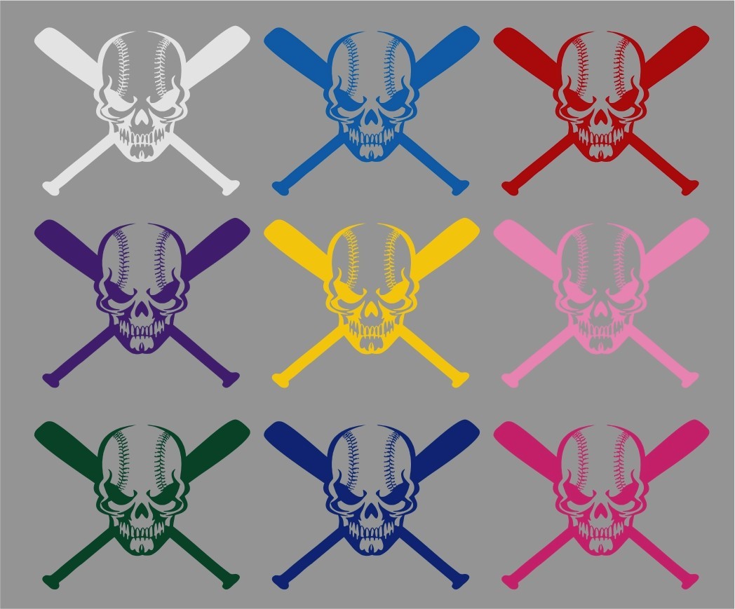 Skull Baseball Bat Game Sports Ball Car Window Laptop Vinyl Decal Sticker