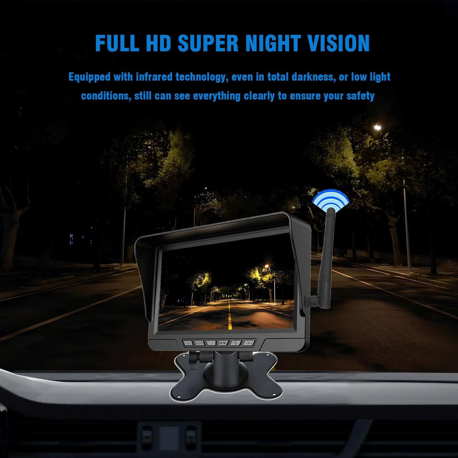 Magnetic Solar Wireless Backup Camera for 5"/7"/10" DVR – 1080P Rechargeable Rea