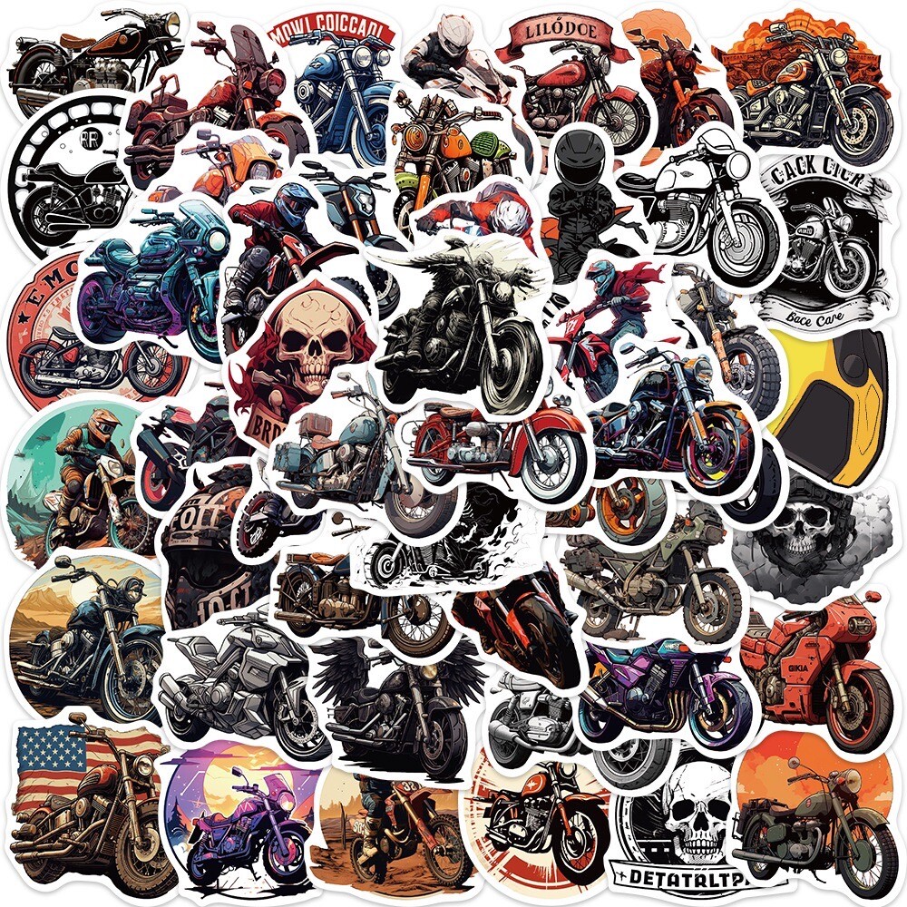 10 Random Classic Motorcycle Stickers Retro Automotive Laptop Hydro Yeti Decals