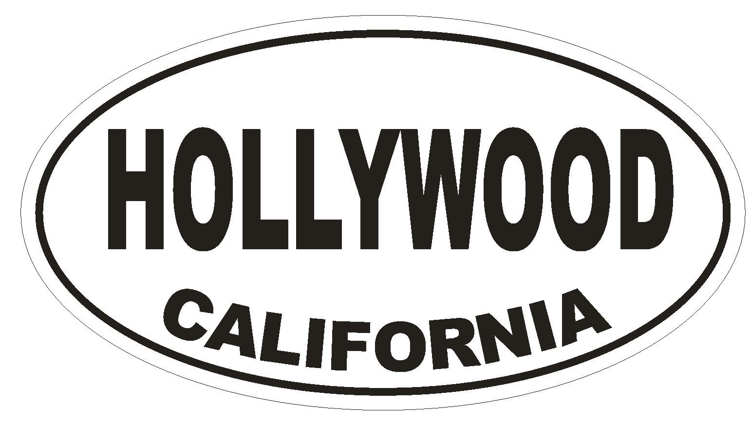 Hollywood California Oval Bumper Sticker or Helmet Sticker D2793 Euro Oval