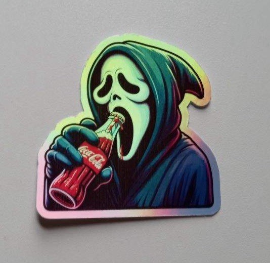 Ghostface Drinking Glass Coke 3 Inch Waterproof Vinyl Holographic Sticker
