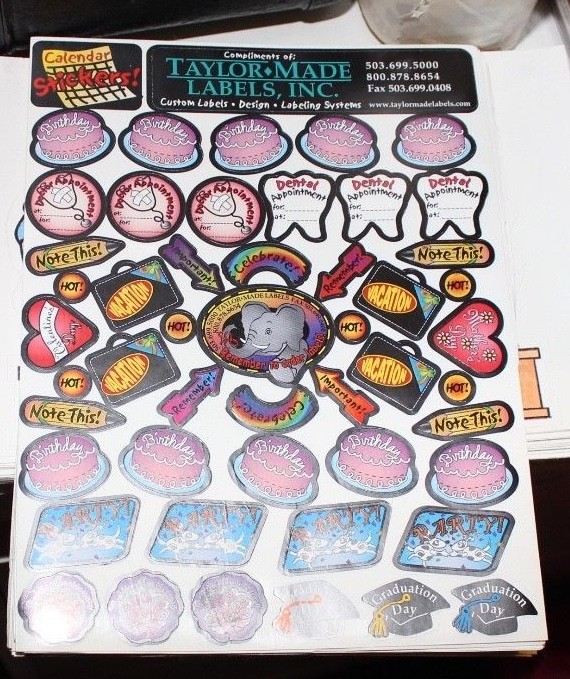 LOT OF 1650+ CALENDAR STICKERS CHILD REMINDER IMPORTANT DENTIST GRADUATION APPT