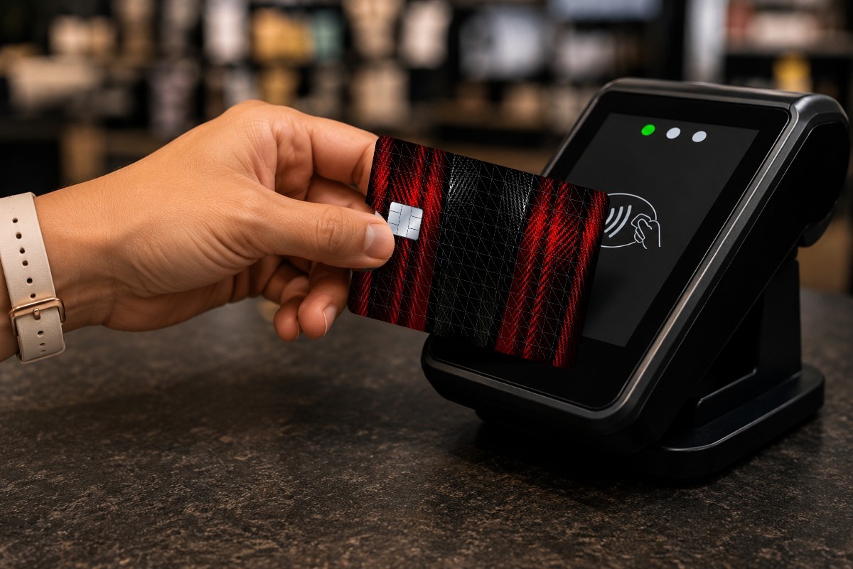 Black Red Carbon Fiber Credit Card Skin | Premium Pre-Cut Vinyl for Debit Cards