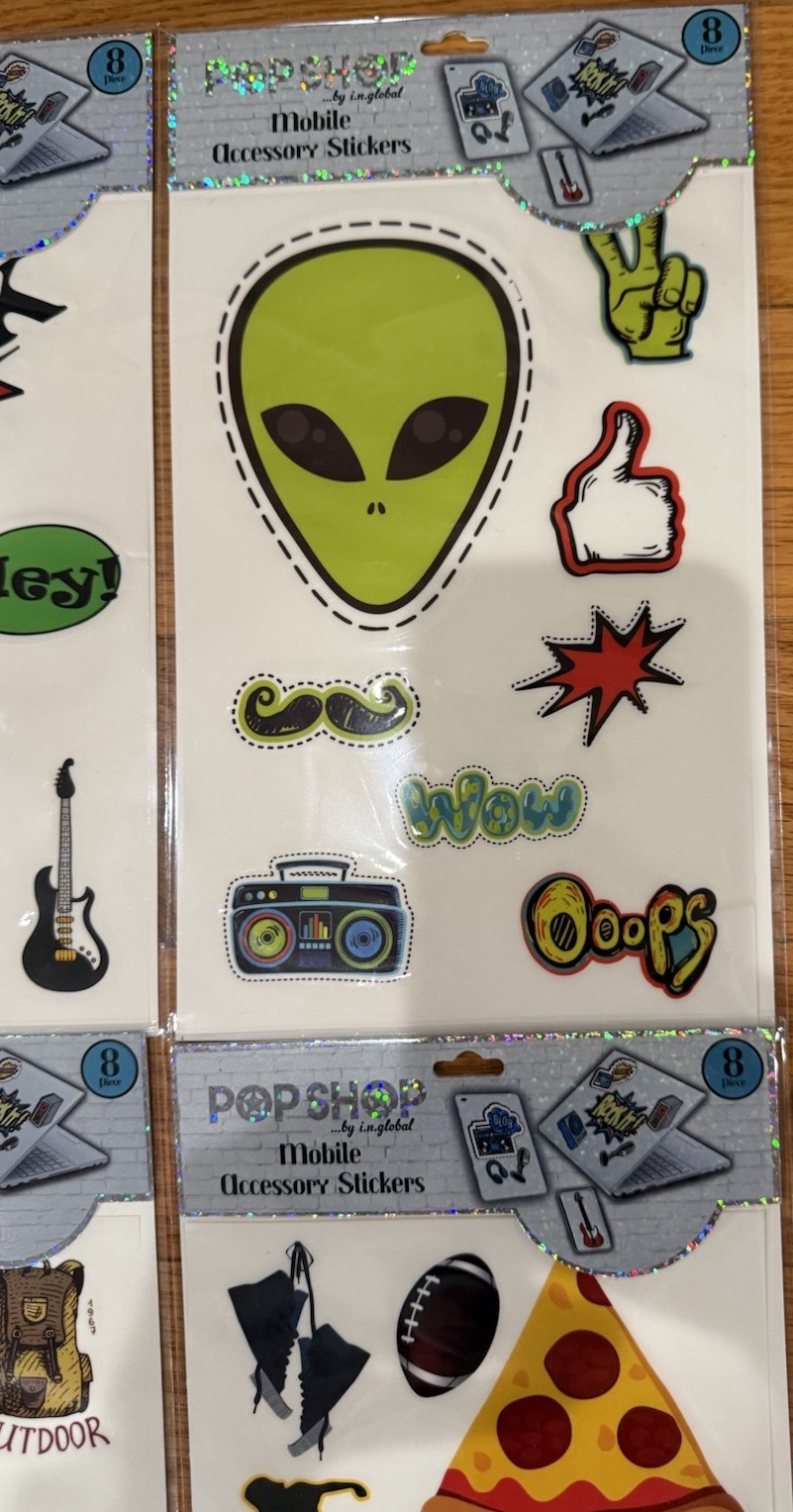 Pop Shop Mobile Accessory Stickers Tiger Pizza 8pc Lot Of 4