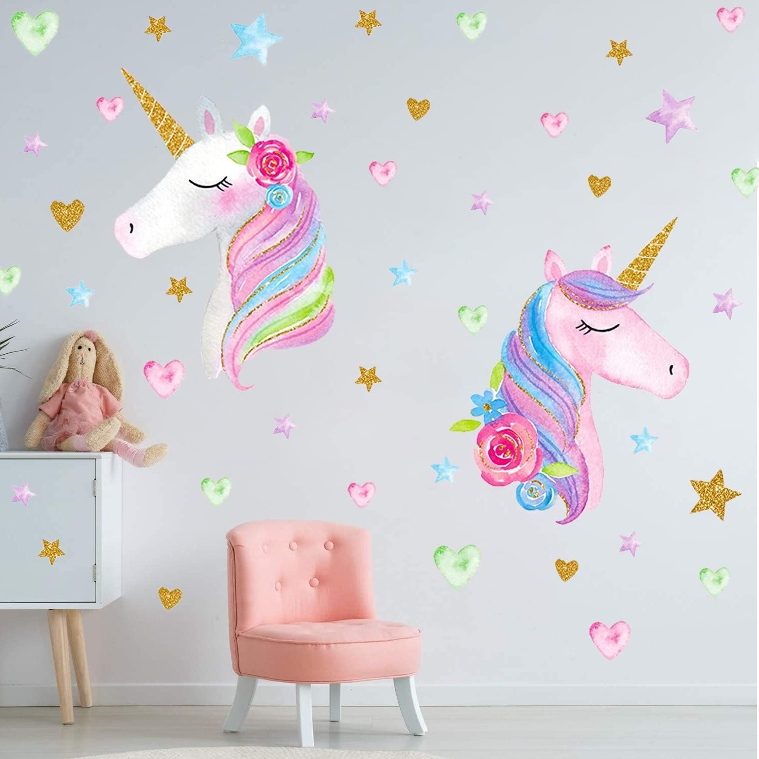 Unicorn Wall Decal,Large Size Unicorn Wall Sticker Decor for Gilrs Kids Bedro…