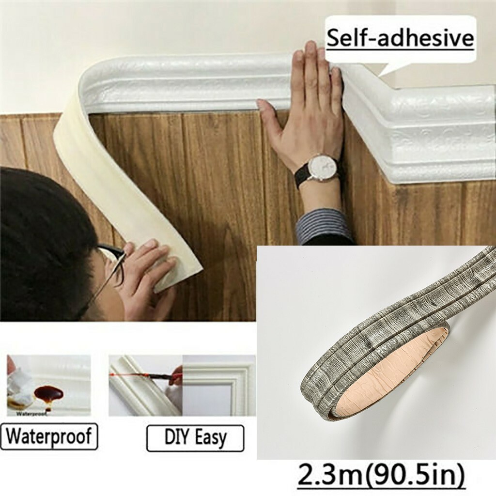 15ft Waterproof 3D Wall Border Wall Paper Decor Sticker Self-adhesive Home DIY
