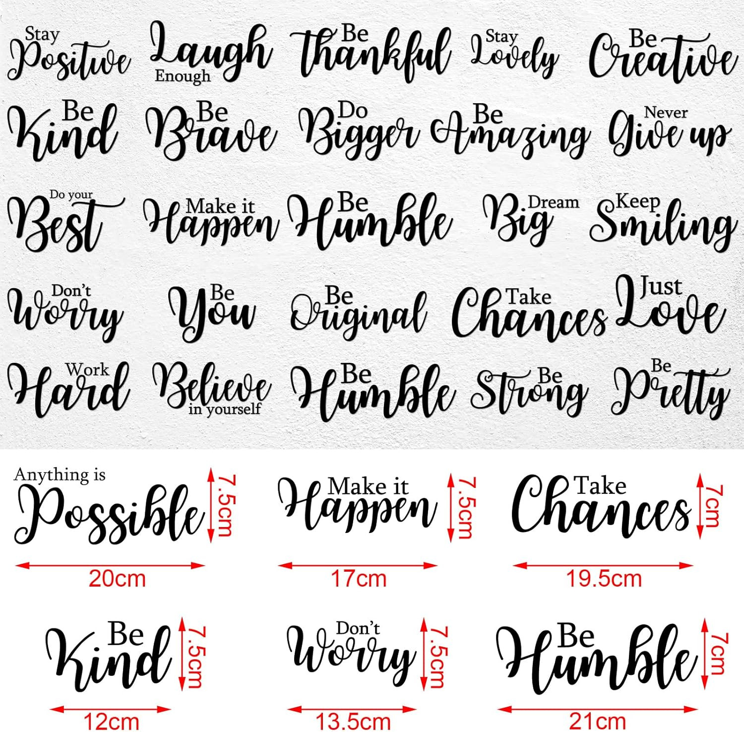 25 Pcs Inspirational Wall Decal Motivational Quote Peel and Stick Vinyl Wall Quo