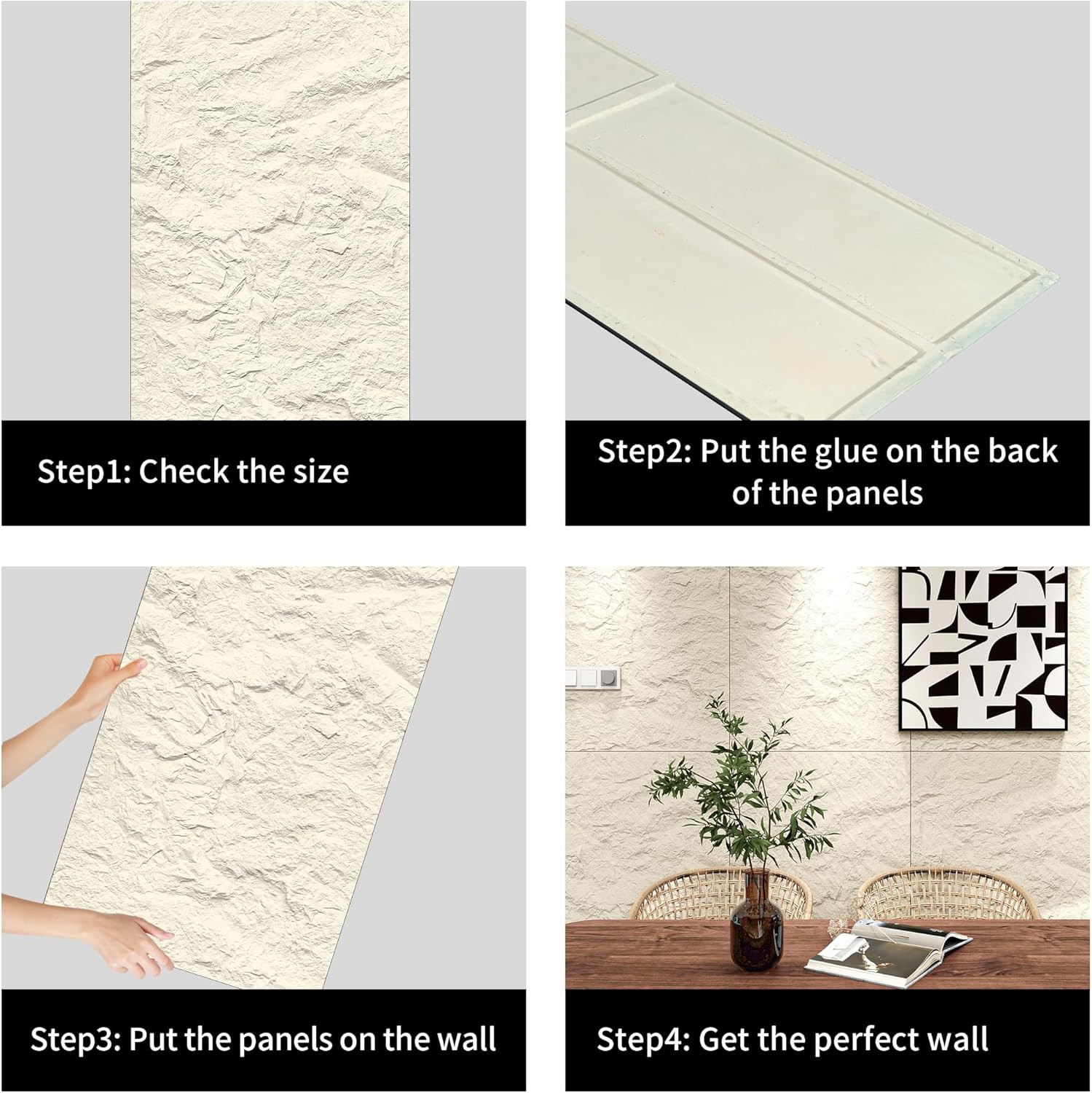 3D Faux Marble Wall Panels – 4-Pack Lightweight & Waterproof Decor