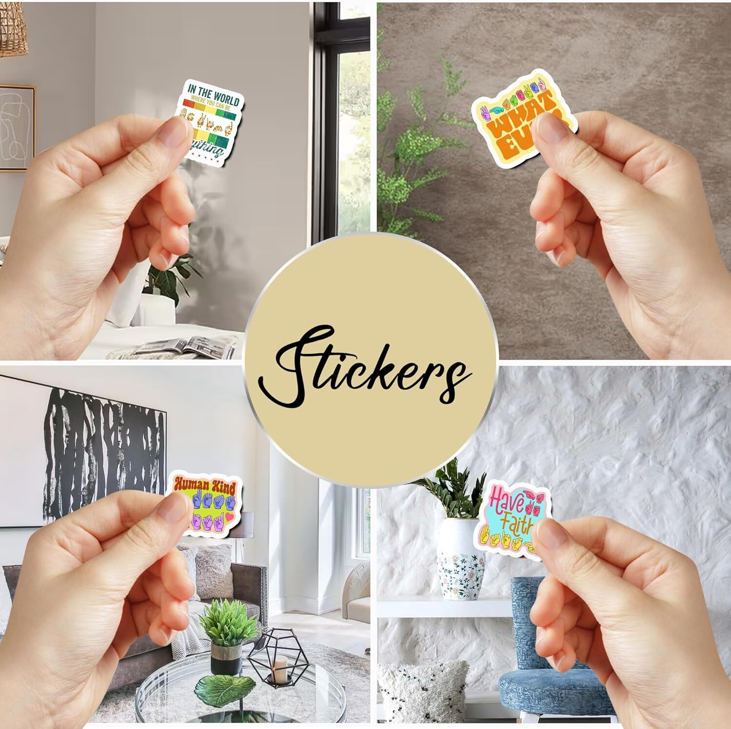 Pack 50 PCS ASL Stickers American Sign Language Vinyl Decals Waterproof Asl