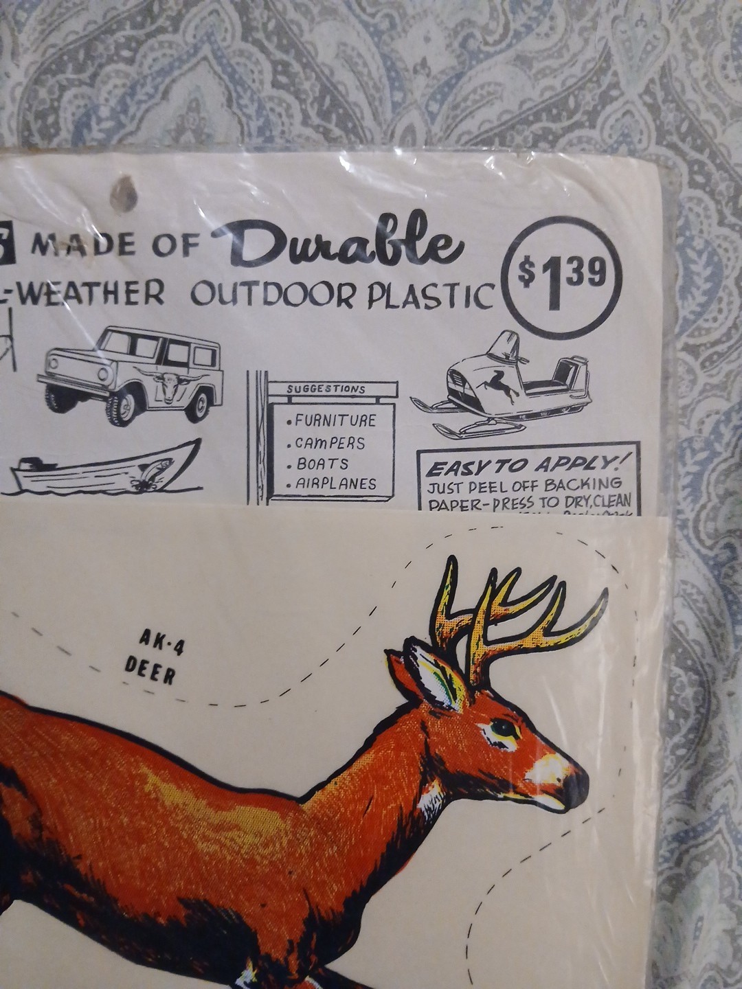 Vintage Dyer Specialty Co. Sport-Stik Hunting Deer/Buffalo Decal NOS 1960s Rare