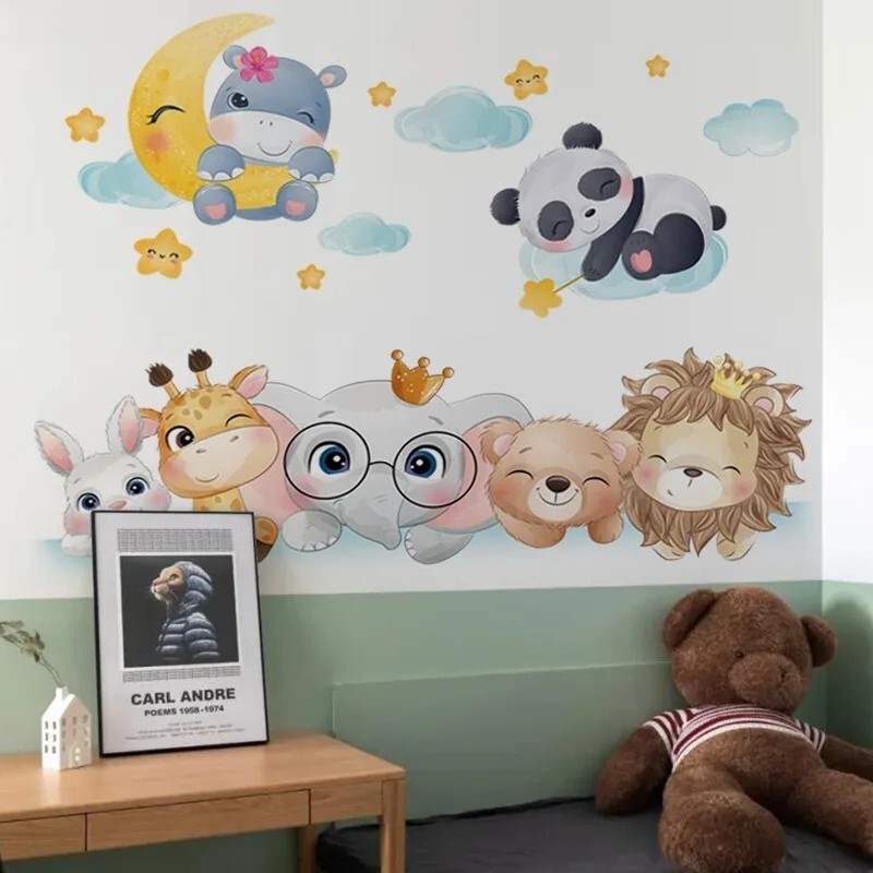 Cute Bear Star Cloud Wall Stickers for Kids Rooms Girls Boys Baby Roo0m