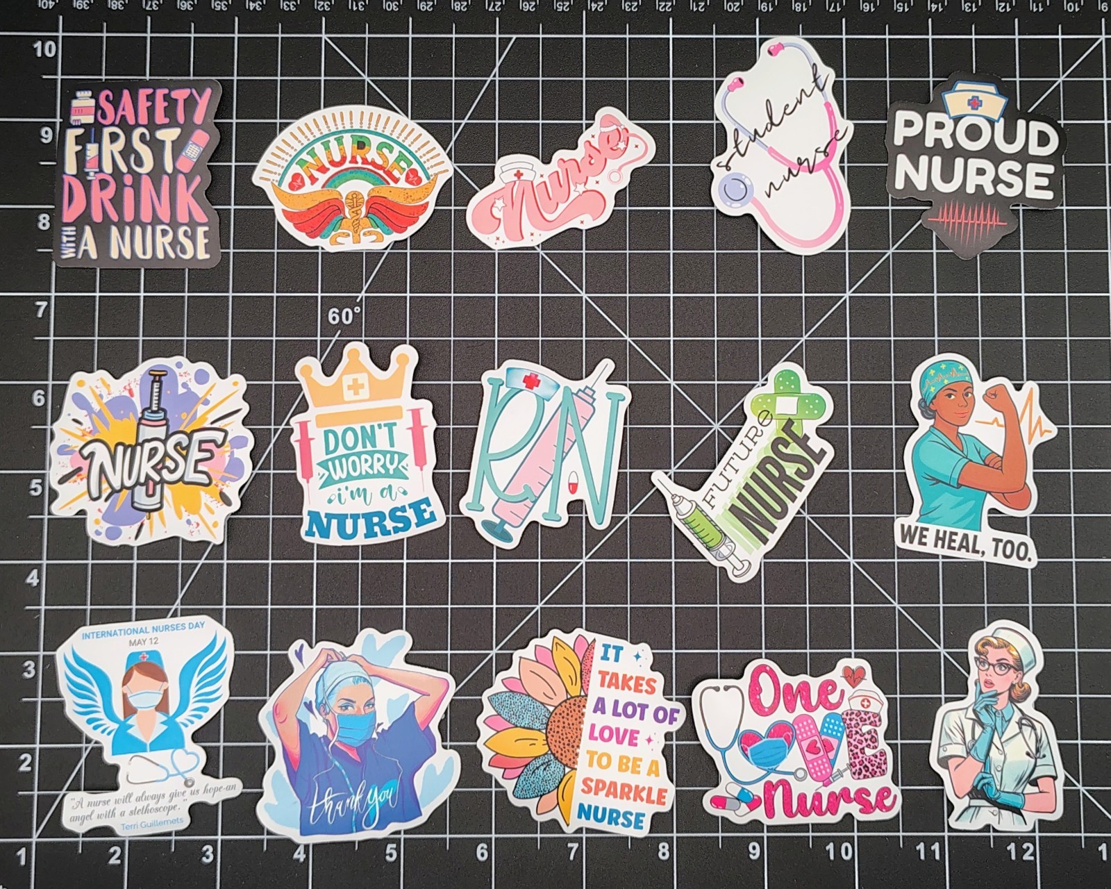 50 Pcs Nurse Stickers Medical RN Nursing Student Decal Water Bottle Laptop Lot