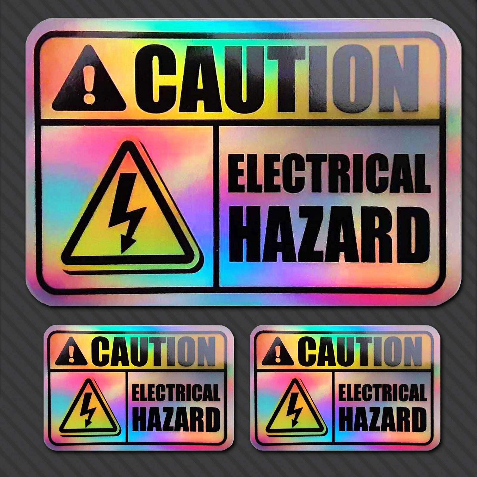 Electrical Hazard Sticker Holographic Caution safety warning voltage shock 3pk