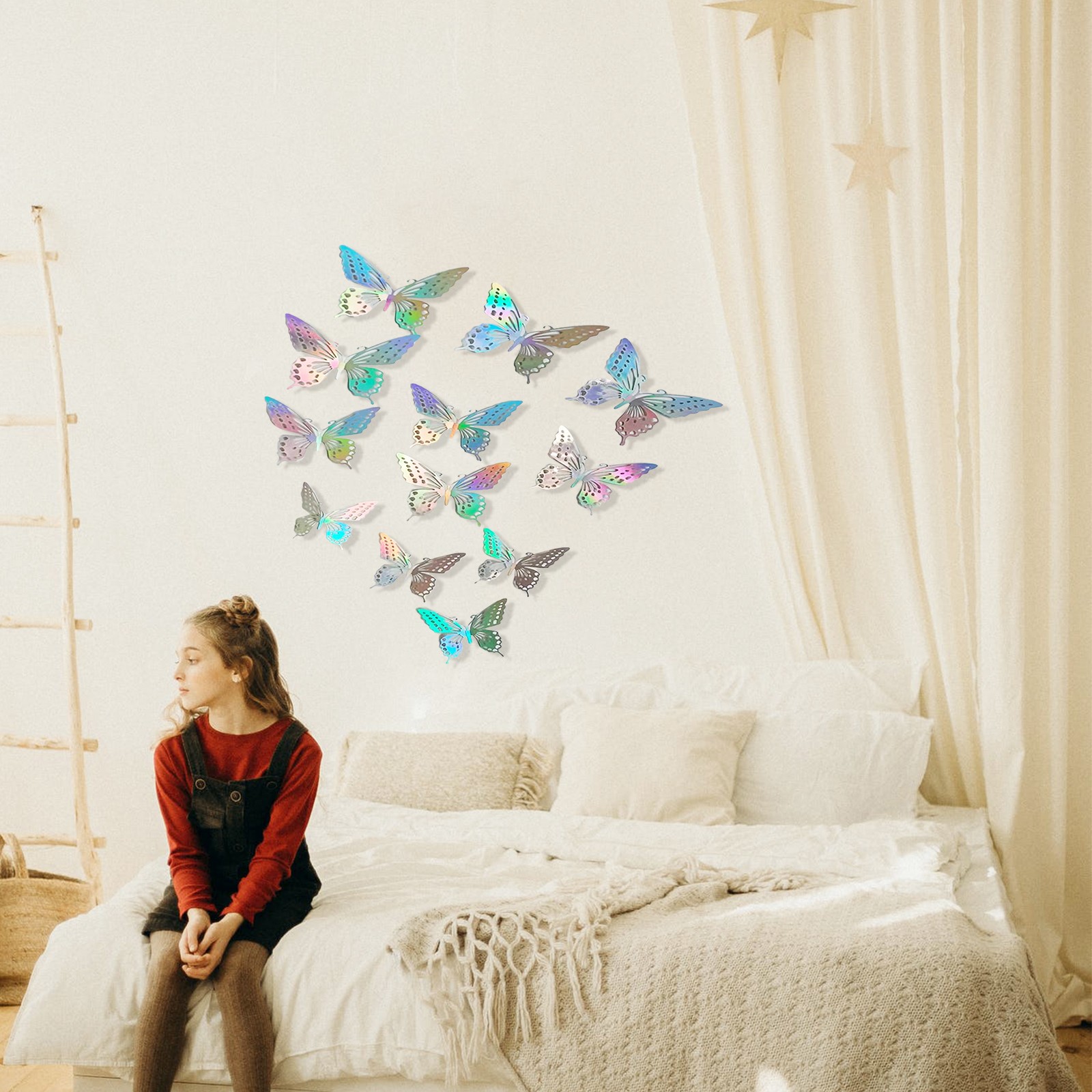 1-12Pcs Wall Stickers Double-layerd Shape Wall Decal 3D Cut-out