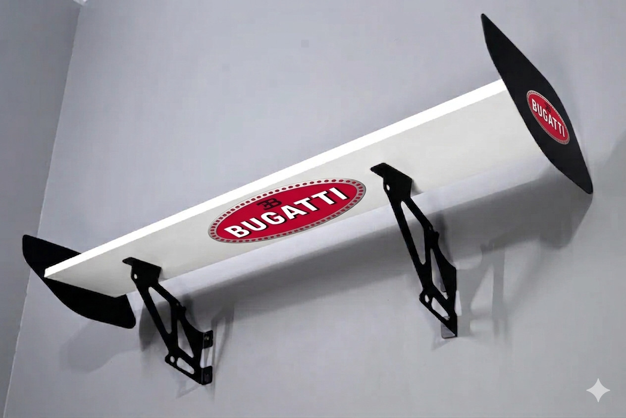 Bugatti Car Wing Shelf Car Spoiler Style Rear Wall Shelf – Automotive Home Decor