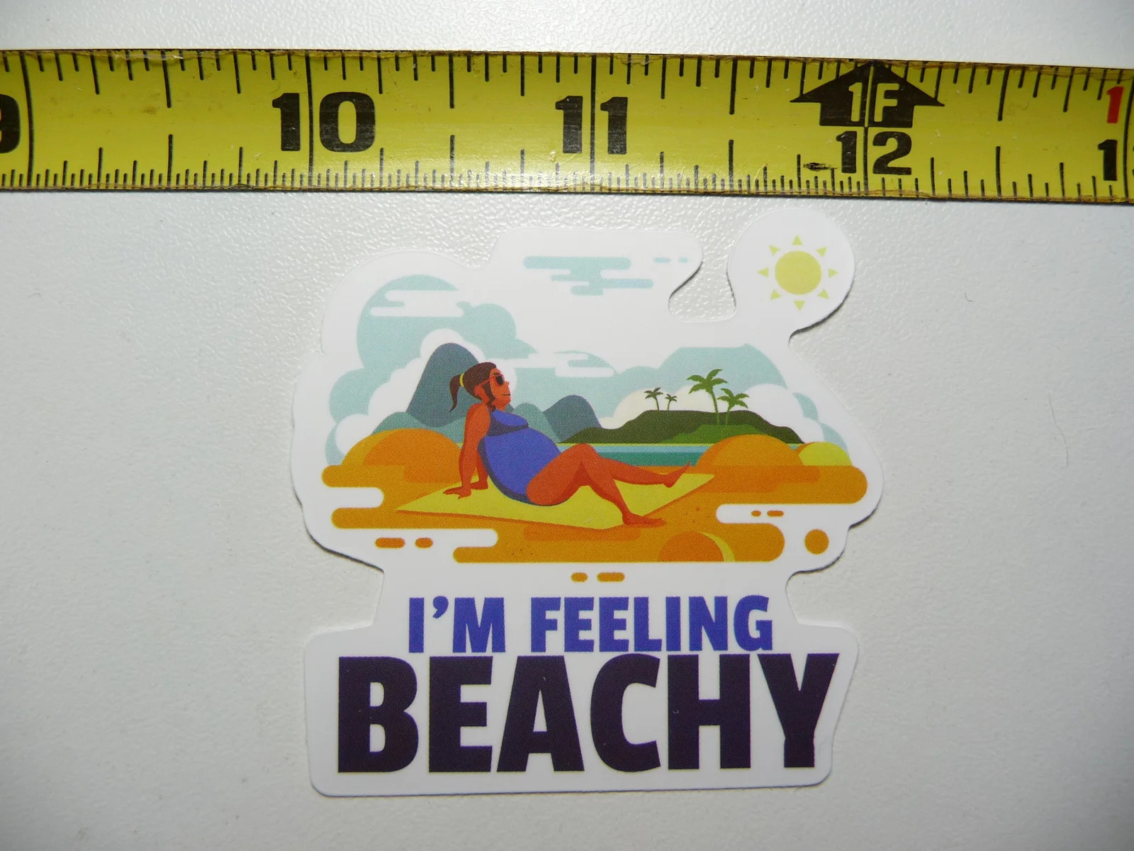 SUN TANNING ON THE BEACH IN HAWAII BEACHY SMALL STICKER DECAL WALL