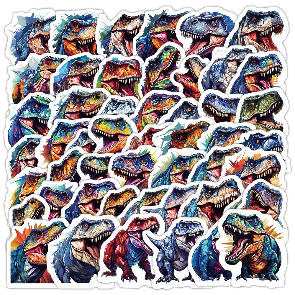 50pcs Waterproof Vinyl Stickers T-Rex Dinosaur Luggage Phone Laptop Water Bottle