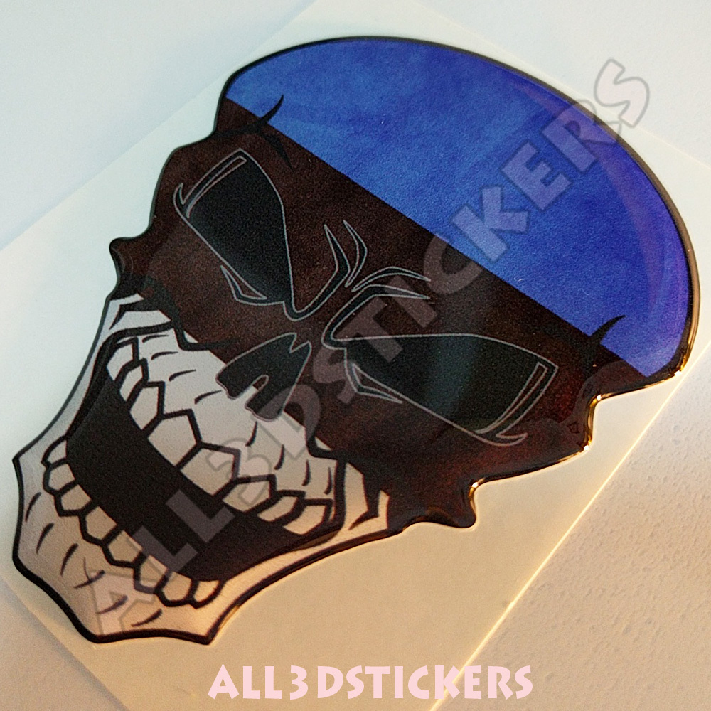 Sticker Flag Estonia Skull Adhesive Decal Resin Domed Car Moto Tablet 3D