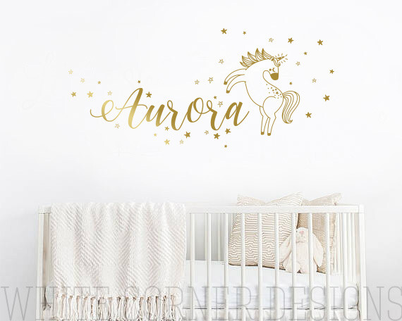 Unicorn Wall Decal, Custom Name decal, Unicorn Decal, Kids Wall Decal ga59