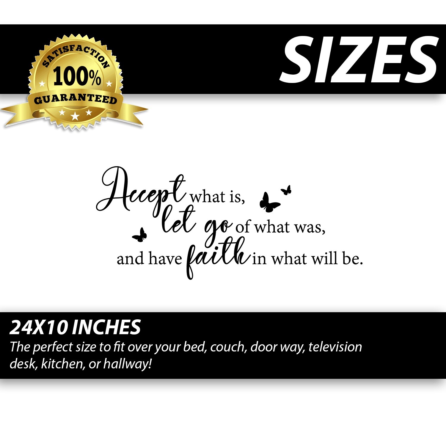 Accept What Is Inspirational Wall Decal Quote Sticker Positive Mindset Decor