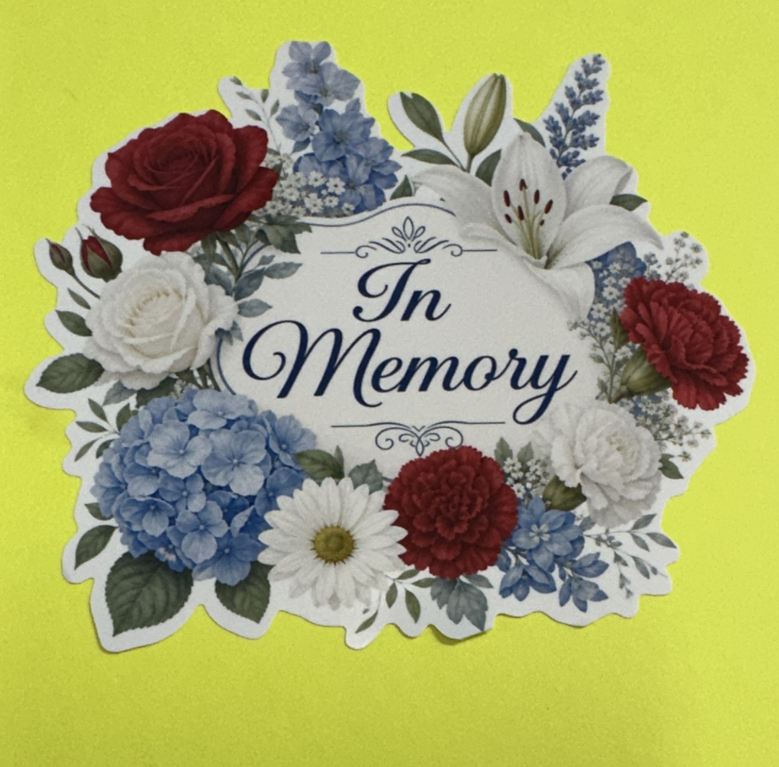 3 inch In Memory Floral Memorial Vinyl Sticker Sympathy Remembrance Decal