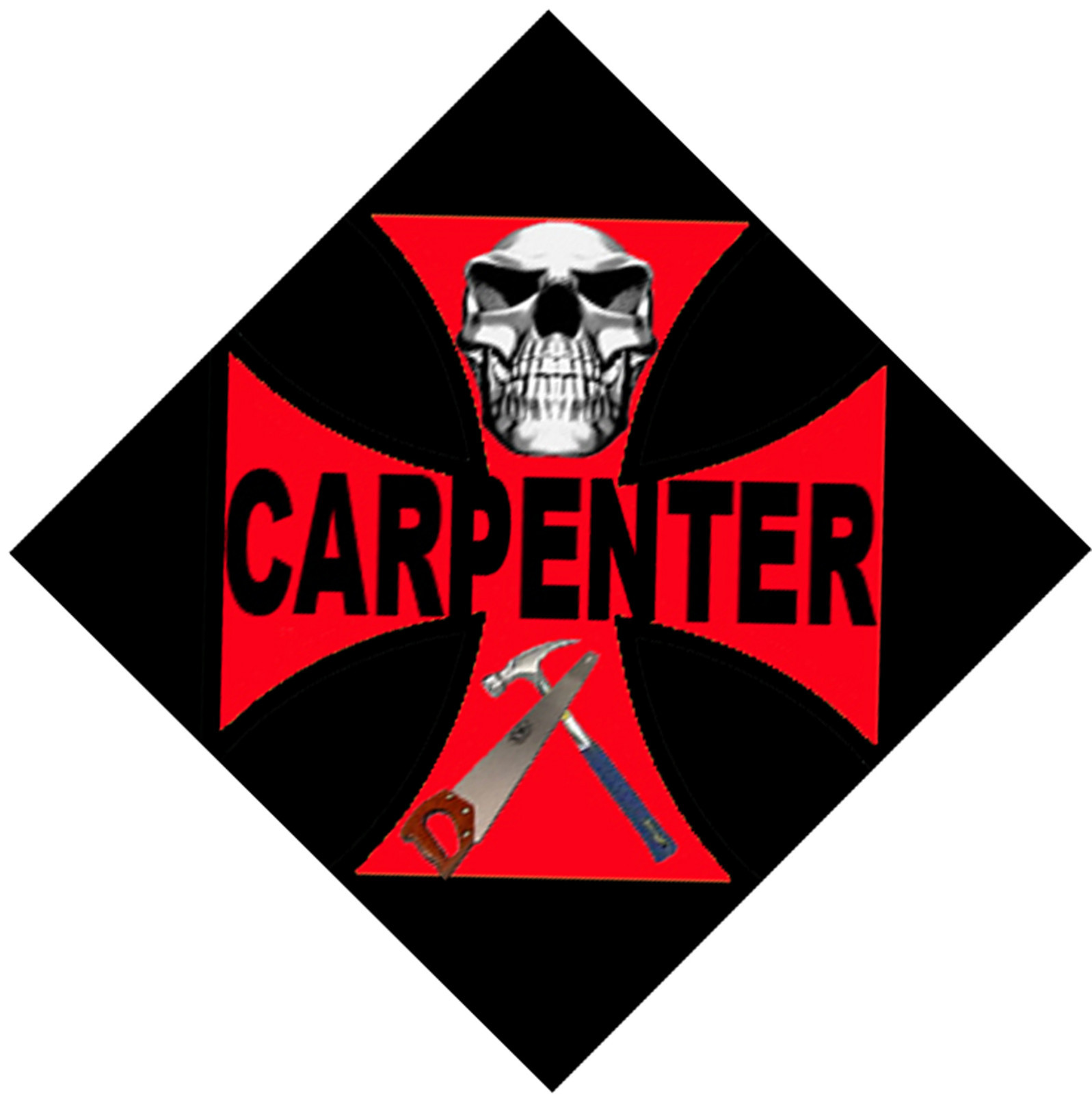 carpenter on red cross with black background, CC-22