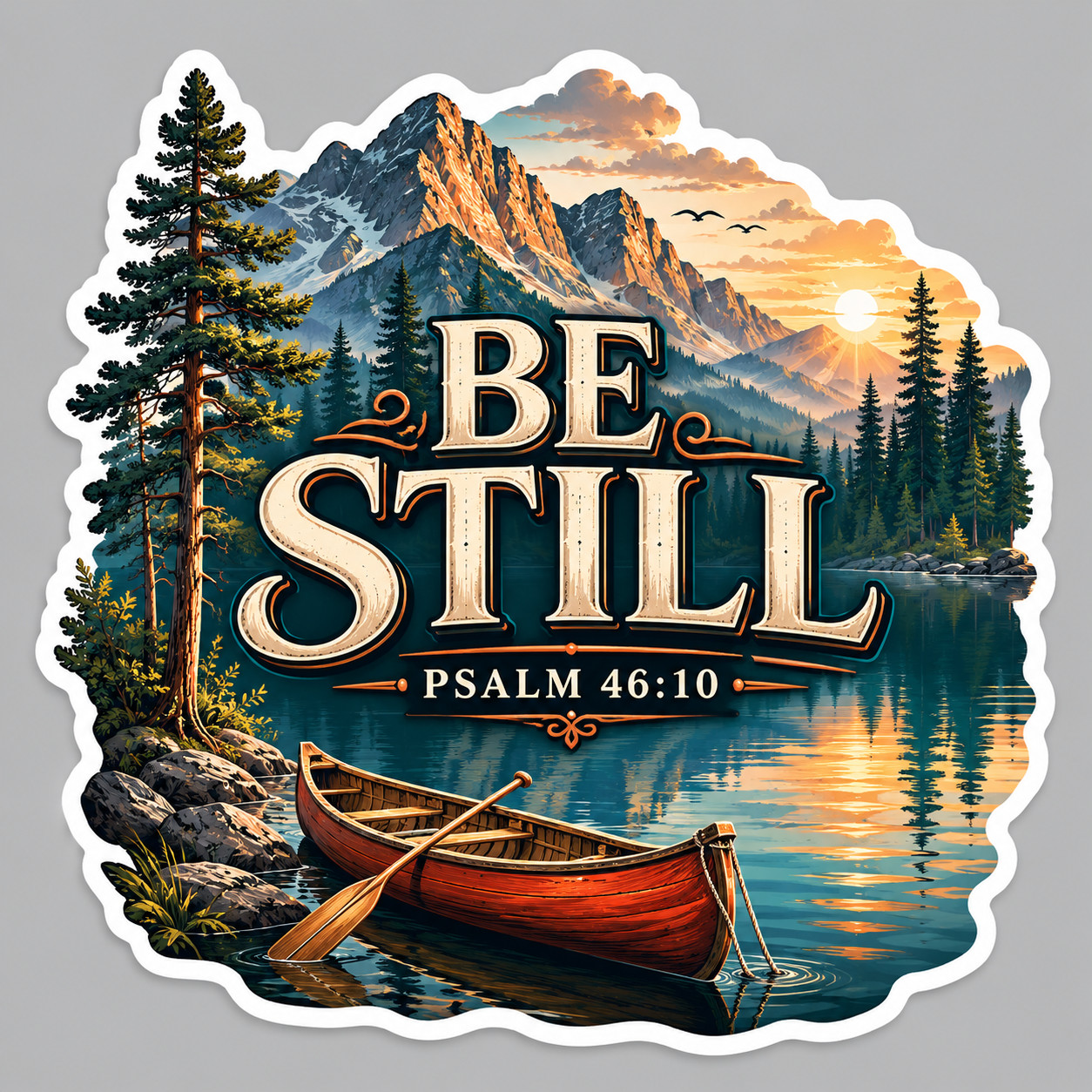 Faith Sticker Vinyl Decal Be Still Psalm 46:10 Canoe Lake Christian