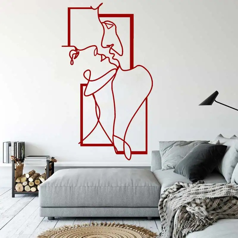 Fashion Lines Nude Body Men and Women Couple Wall Stickers Abstract Art Decor